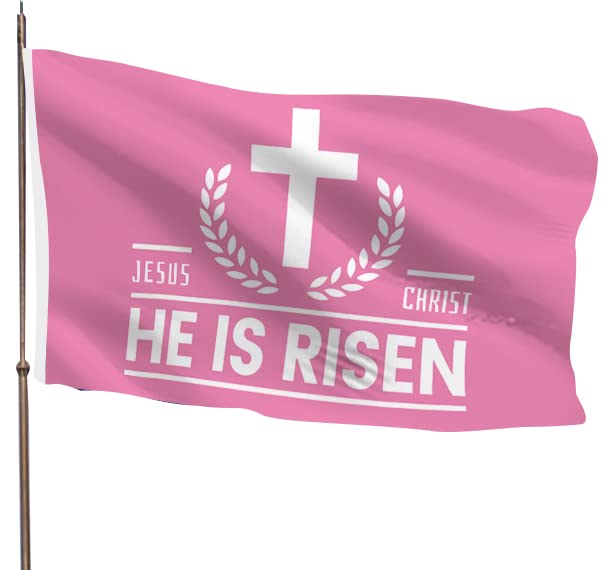 PLEETS Jesus Christ He is Risen 旗 3x5フィート バナー 丈夫なポリエステル100% 真鍮バックル