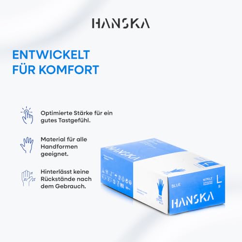 HANSKA 100 Blau Nitril-Einweghandschuhe – puderfrei – Einweg – beidhändig tragbar – unsteril – Gummibasis… – Ansicht 6