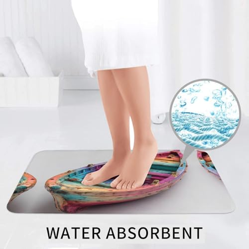 Tapis de salle de bain antidérapants et faciles à nettoyer motif bateau - 7