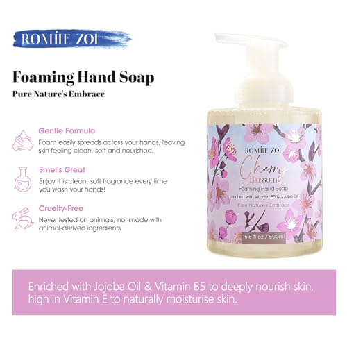Image of ROMIIE ZOI Foaming Hand Soap, Cherry Blossom, 500ml / 16.8fl.oz | With Gift Box, Gentle cleansing, nourishes skin without drying