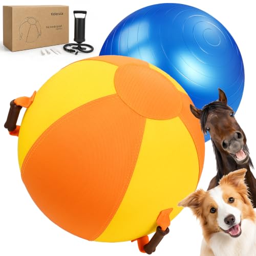Kelecuia 22.5" Herding Ball for Dogs Horses, Bone Shaped Silicone Bite Pad