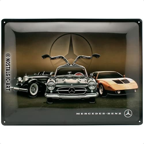 Nostalgic-Art Retro Tin Sign  Mercedes-Benz  3 Cars  Gift idea for car accessoires fans, Metal Plaque, Vintage design for decoration, 30 x 40 cm