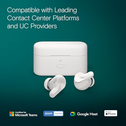 Image of EPOS ADAPT E1 True Wireless Earbuds White - Hybrid ANC, Multi-Point Bluetooth, Microsoft Teams & Made for iPhone Certified, 50H Battery, Wireless Charging, Semi Open, USB C Dongle IPX5 Water Resistant