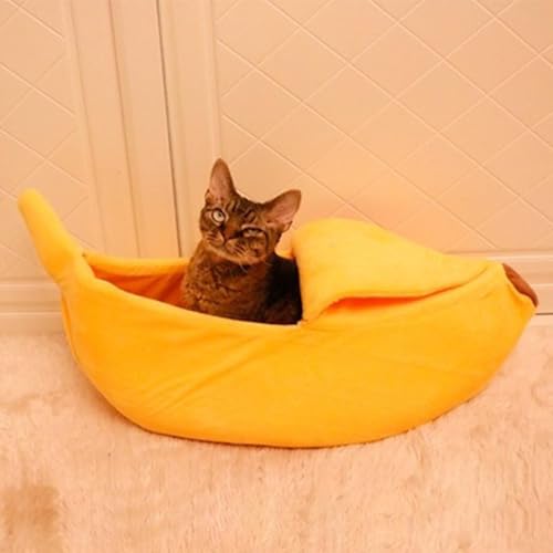 BLOWEST Cute Banana Cat Bed, Yellow Soft Cat Cuddle Bed