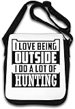 Matériau : tissu polyester Sac à bandoulière « I Love Being Outside I Do A Lot Of Hunting » Blanc