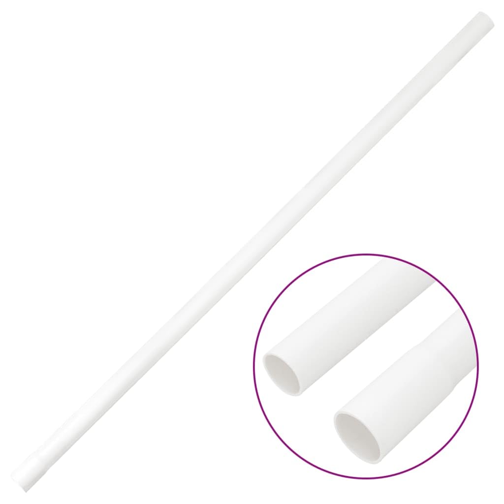 Tubos de instalación con clips Ø 20 mm 10 m PVC tubo de cable blanco para protección de cables y gestión de cables, cortable, pintable, 10 unidades con 20 clips para pared, suelo y techo