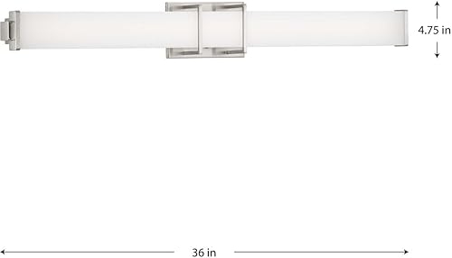 Miniatura 13 de Progress Lighting Phase 2.2 LED Collection - Lámpara de tocador de baño moderna con pantalla blanca de 36 pulgadas, níquel cepillado, 4.75 x 36.00 x