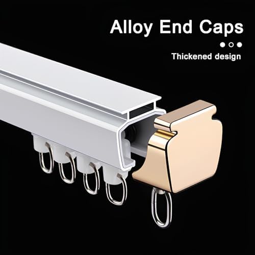 Heavy Duty Aluminum Ceiling Track System for Room Divider - Sliding Rod & Rail, Custom Length (Champagne, 8.53ft/2x4.26ft) - Ideal for Home & Office Spaces