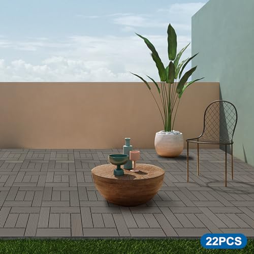 LUNICASHA Wpc terrastegels, tegels, 11 stuks, balkontegels, kliktegels, hout, kunststof, terrastegels, tuin, balkon, vloerbedekking, bruin, 30 x 60 cm - Image 4