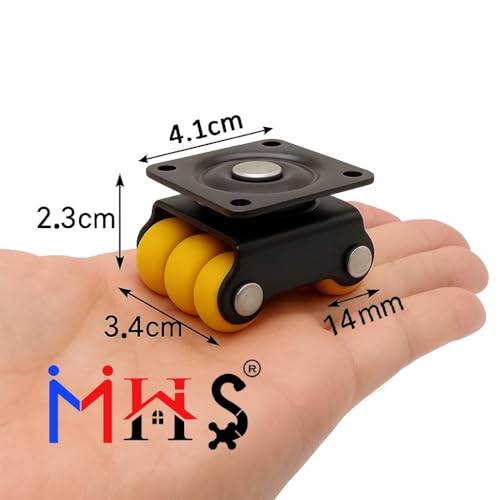 Image of MHS Heavy Duty Revolving Caster Wheels - 360 Rotating Sixer Castor Wheels with Roller | 4pcs with Screws in 1 Set | for Trolley, Furniture, Table, Bed | Made in India. (110 KG Load Capacity, 1, Set)