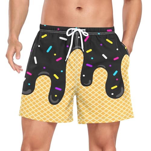 QUGRL Men's Running Shorts 2 in 1 Black Ice Cream Breathable Athletic Shorts Mens Casual Bottom for Training Jogging Cycling Large2