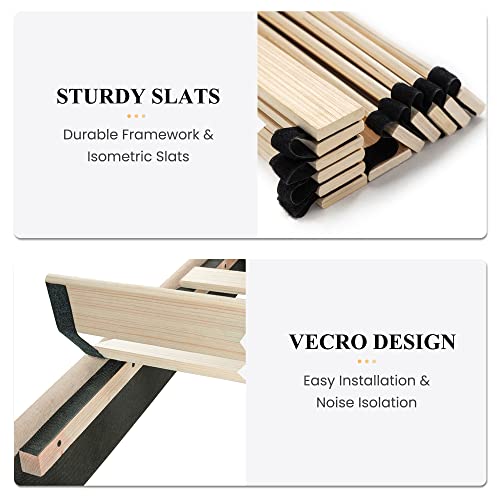 Sha Cerlin Queen Bed Frame, Upholstered Platform Bed With Geometric Headboard And Wingback, Wood Slat Support, No Box Spring Needed, Grey #TOP6