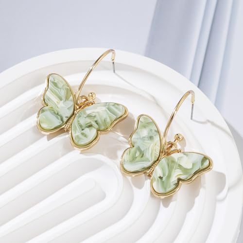 Gold Butterfly Dangle Earrings for Women - Lightweight Acrylic Butterfly Dangle Hoop Earrings for Mother Daughter Teen Girls4