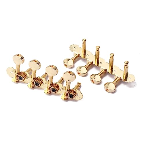 Yardwe Mandolin / 8 Strings Guitar Tuning Keys 4 Right 4 Left Tuning Pegs with Mounting Screws Ferrules Gold Color