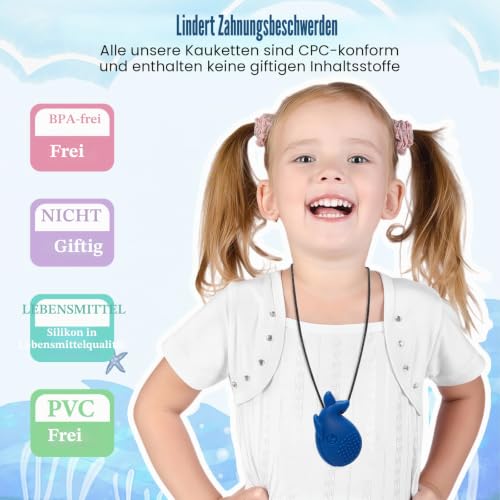 Kaukette für kinder 5er Set, Sensorische Kauketten, BPA-freies Silikon – Ansicht 5
