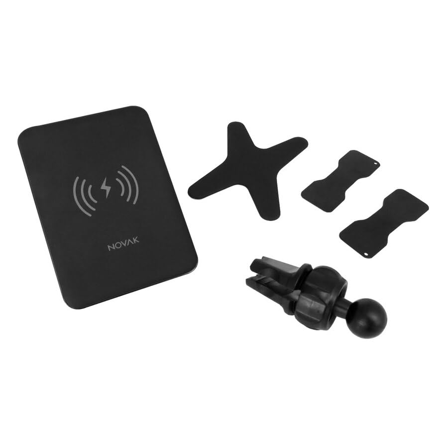 NOVAK Caricabatteria da Auto Wireless per Presa d'Aria Smartphone per Auto per iPhone Samsung - Supporto Smartphone Auto, Ricarica Wireless, Compatibile iPhone