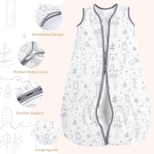 Image of Yoofoss Baby Sleep Sack 6-12 Months Baby Wearable Blanket 100% Organic Cotton 2-Way Zipper Toddler Sleeping Sack, 3 Pack Soft Lightweight Sleep Sacks for Babies