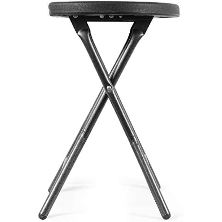 5Rcom Folding Stools, 1 Pack Portable Stools Chairs with Handle, Collapsible Stool for Adults with Heavy Duty Steel Frame Legs, 500lbs Capacity for Camping RV Party, Foldable Stool, Black