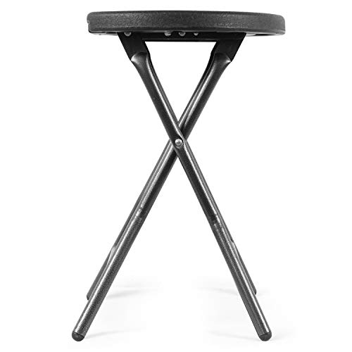 5Rcom Portable Stools Folding Lightweight Round Collapsible Stool 18 Inch Set Of 2 Plastic Foldable Fold Up Round Stool For Adults With Heavy Duty Steel Frame Legs,440Lbs Capacity/2 Pack,Black #TOP7