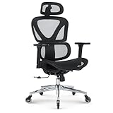 COLAMY Ergonomischer Bürostuhl – Schreibtischstuhl mit Sattel-Sitzpolster für optimale Druckentlastung, atmungsaktiv, 3D-Armlehnen, Kopfstütze, Büro/Homeoffice/Studium, Schwarz