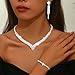 Sixexey Rhinestone Wedding Jewelry Set Silver Bridal Necklace Earrings Party Prom Costume Jewelry Accessories for Women