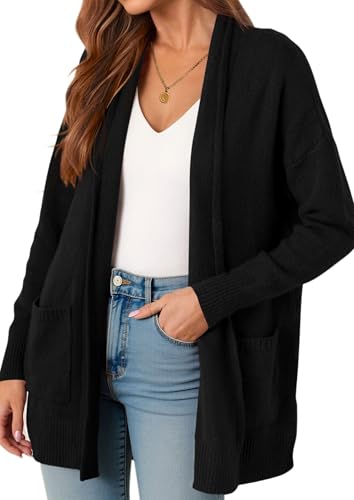 PRETTYGARDEN Women's Open Front Cardigan Long Sleeve Cozy Knit Sweaters Winter Fall Clothes 2025 Outerwear Coats4