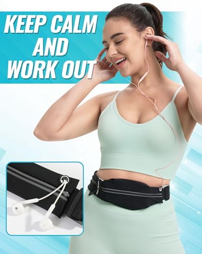 MOCOCITO Riñonera Running Cinturón para Correr Hombre Mujer Cinturón Running con Cierre Cremallera Riñonera Deportiva Impermeablepara Correr, Gimnasio, Viaje al Aire Libre (Negro) - imagen 6