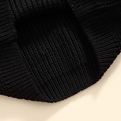 Infant Baby Girl Boy Knitted Sweater Crewneck Long Sleeve Pullover Casual Loose Fit Sweatshirts Tops For Toddlers (Black, 4-5T) #TOP3
