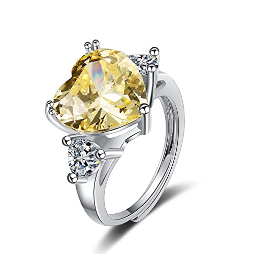 Bague zircone jaune cœur en argent pour illuminer vos soirées glamour