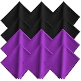 Xthel Microfiber Lens Cleaning Cloths - 12 Pack (6 Black + 6 Purple), 7x6 Inches, Individually Wrapped, Reusable, Lint-Free for Eyeglasses, Glasses, Phone Screen,Camera Lens, Watches & Electronics