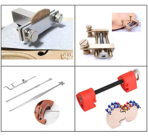 Jiayouy Kit de ferramentas de manutenção de reparo de violino com bolsa de transporte, ferramentas L