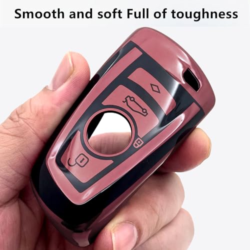 Image of Creativity For BMW X5 Key Fob Cover accessories (Pink Key Case) | Advanced soft TPU key box is compatible with X1 X3 X4 X5 X6 1 2 4 5 6 7 M3 M5 M6 GT3 GT5 G30 F10 F15 F16 F20 key