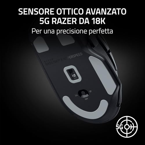 Basilisk V3 X HyperSpeed - Mouse wireless da gaming personalizzabile (9 comandi personalizzabili, HyperSpeed Wireless e BT, Sensore ottico avanzato 5G da 18K, Tecnologia Chroma RGB) Nero - Mouse gaming - Immagine 5