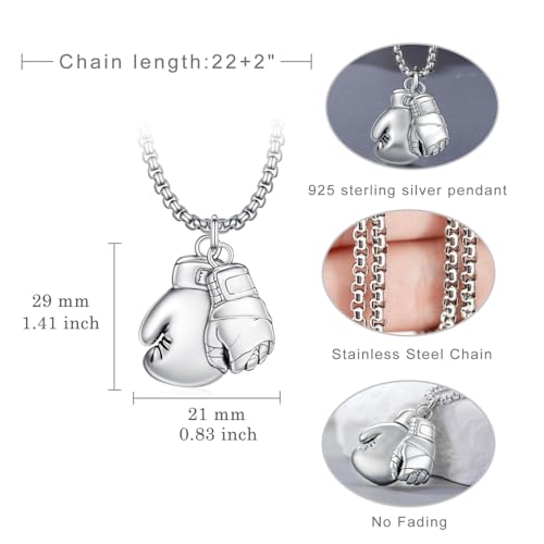 Boxing Gloves Necklace 925 Sterling Silver Hand Wrap Necklace Boxing Punk Gifts for Men4