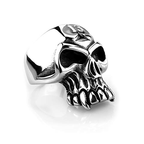 XL Massiver Edelstahl Ring Totenkopf Pik 13 - Silber Cover