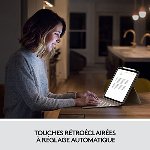 Logitech Combo Touch Étui clavier pour iPad Pro 12,9 pouces (5e, 6e générations - 2021, 2022) - Clavier rétroéclairé amovible avec support, pavé tactile Click-Anywhere, Smart Connector