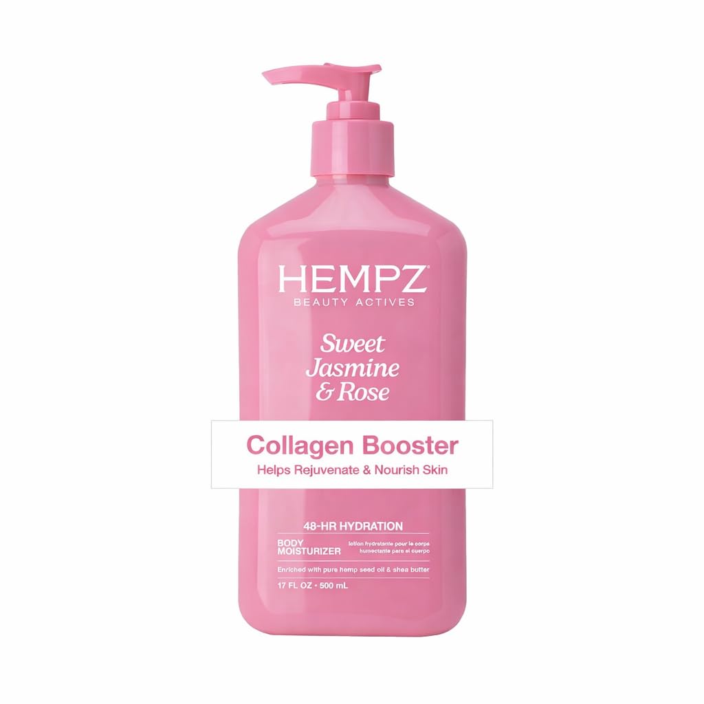 Hempz Sweet Jasmine & Rose Herbal Body Moisturizer for Women, 17 Fl. oz. - Moisturizing Lotion with 100% Pure Hemp Seed Oil, Collagen, Shea Butter - Hydrating Vegan Lotion for Dry Skin, Jasmine & Rose, 17 Fl Oz (Pack of 1)