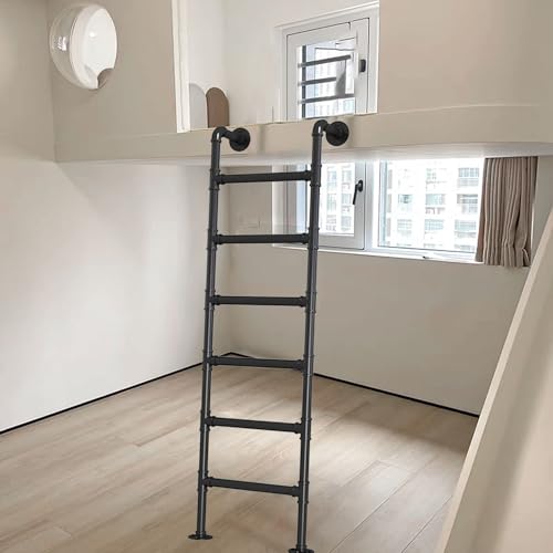 Escalera para ventana y camas elevadas con soporte metálico de pared 2