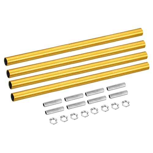 Image of MECCANIXITY Threaded Extension Rod, 9.8 inch Lamp Pipe with Connector Light Fixture for Pendant Light Island Lighting Chandeliers Stems, Gold Tone 4 Set