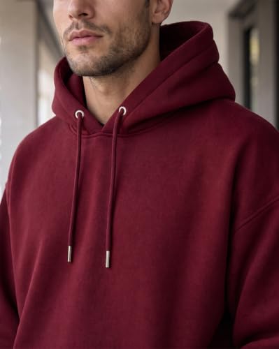Image of Nobero Heavy Duty Oversized Solid Hoodie for Men | Hoodies for Men | Oversized Fit | Solid Colour | Thick Fleece Fabric | Drawstring Hood