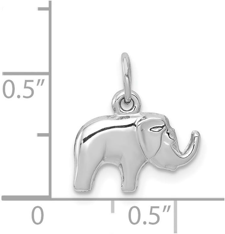 JewelryWeb 13mm 14k White Gold Elephant Charm Pendant Necklace for Women - Image 2