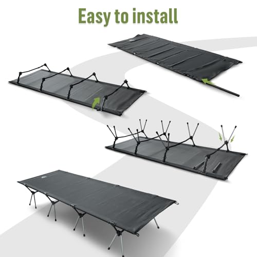 Image of Night Cat Camping Cot Bed - Portable Folding Sleeping Cots for Adults 1-Person Outdoor Elevated Off-Ground Beds Easy Set-up Army Sleeping Bed 87 inchx32 inch