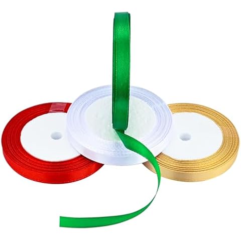 96 Yards Christmas Satin Ribbons 4 Rolls 0.4 in Satin Ribbon Fabric Holiday Festival Wrapping Ribbon for Gift Wrapping Christmas Wedding Cover