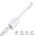 iPhone Headphone Adapter, Dual Lightning Adapter iPhone Splitter Audio and Charge Lightning Adapter for iPhone 7 / 7 Plus, iPhone 8 / 8 Plus, iPhone X, TELE-T, White