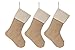WeiVan Christmas Stocking Large Size Plain Burlap Décor, Set of 3