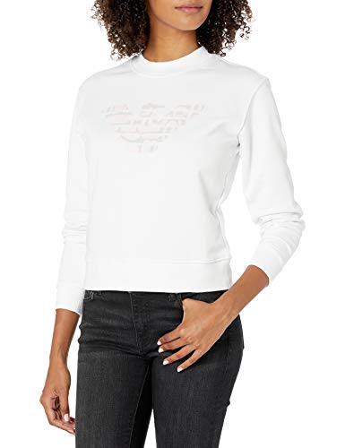 Emporio Armani Women's Pullover Sweatshirt with Logo Detail, White, 36