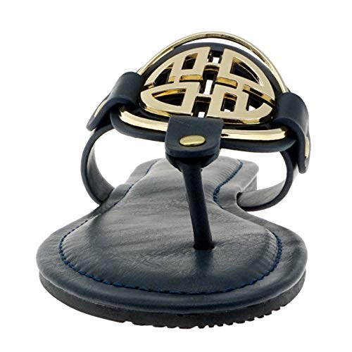 Image of Pierre Dumas Women's Medallion Vegan Slide Thong Flip Flop Flat Sandal