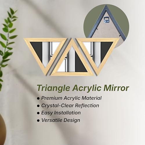 Image of Art Street Triangle Decorative Wall Mirror Set of 3 Triangle Shape Mirror for Home Decoration, Size-10X10 Inch, Framed