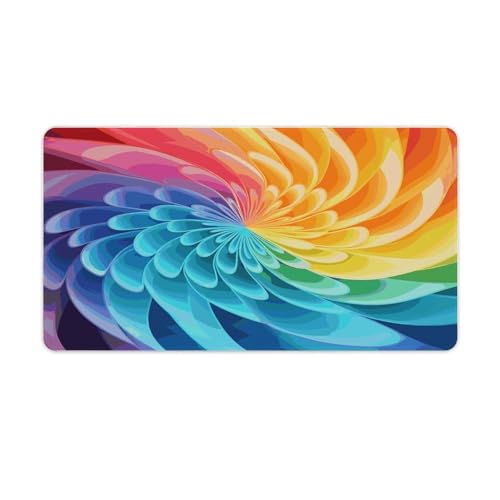 Tapis de bureau arc-en-ciel et grand tapis de souris imperméable pour ordi portable de joueur