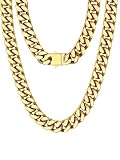 PROSTEEL Cadena Cubana Oro Collar Grueso Acero Inoxidable Dorado 14mm Cadenas Cubanas Eslabones Hip Hop 46cm Joyas de Mujer Hombre
